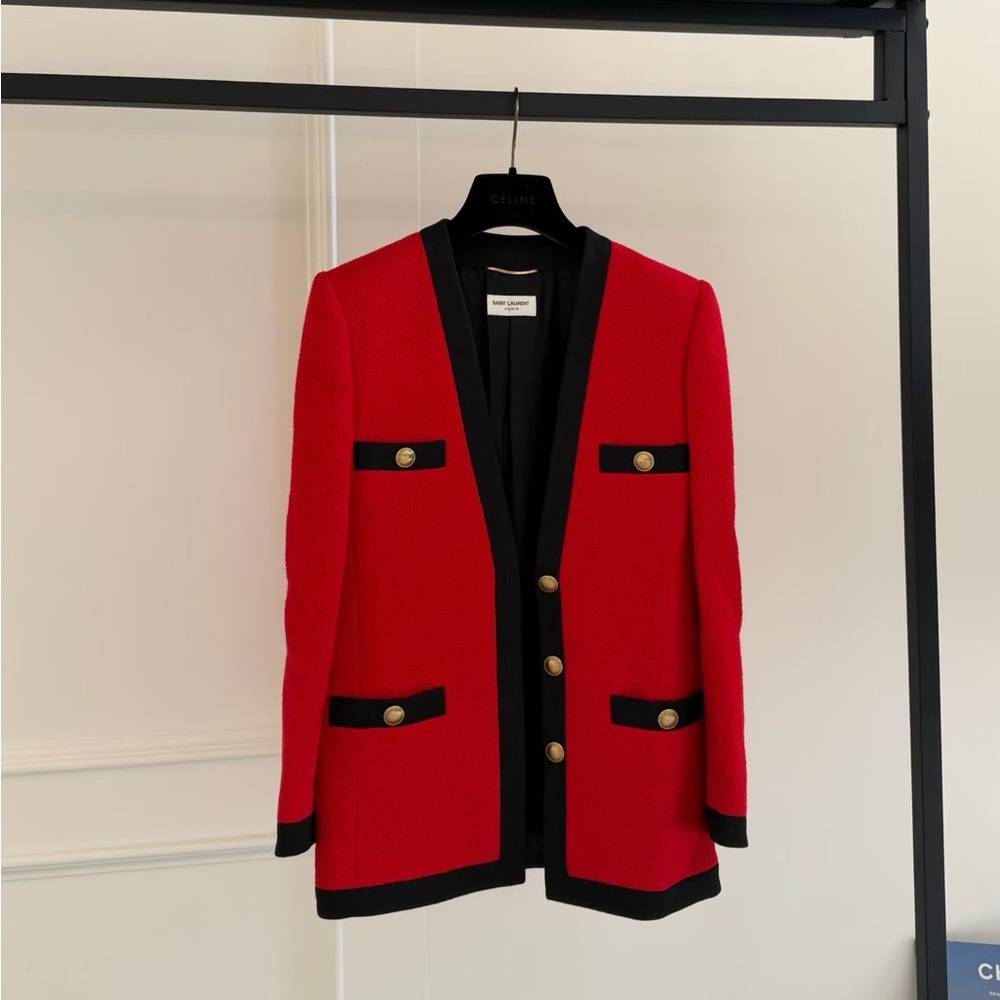 Authentic Saint Laurent Red and Black Blazer